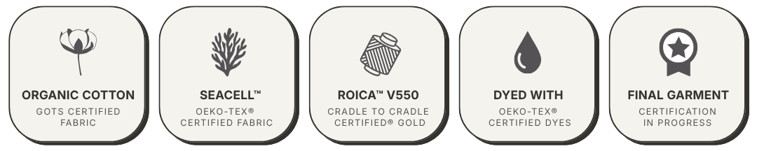 GOTS Certidied, OEKO TEX Certified, C2C Gold