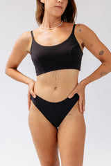 Kiseau Charcoal Cheeky Bikini and Bralette front view — seaweed-infused organic cotton underwear and lingerie set