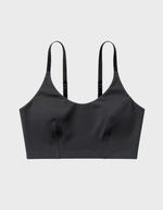 Kiseau bralette in charcoal — sustainable women's lingerie made from Icelandic seaweed-infused organic cotton, flat lay front view