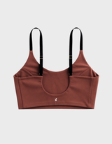 Kiseau bralette in terra cotta — sustainable women's lingerie made from Icelandic seaweed-infused organic cotton, flat lay back view