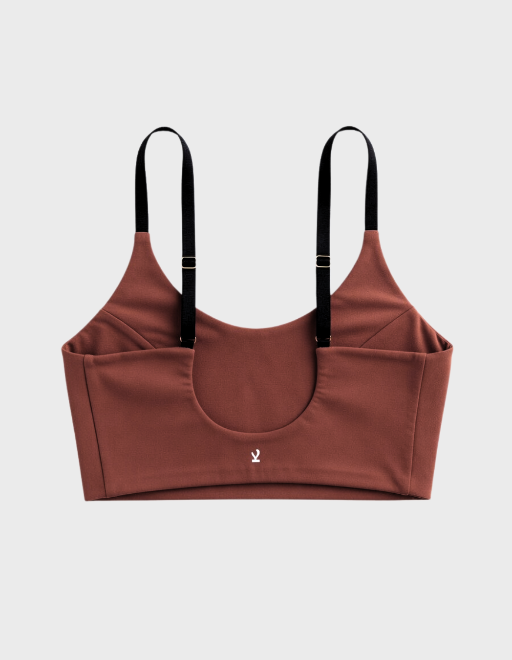 Kiseau bralette in terra cotta — sustainable women's lingerie made from Icelandic seaweed-infused organic cotton, flat lay back view