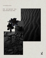 Kiseau Charcoal mood — sun-warmed rock, Icelandic seaweed-infused organic cotton lingerie