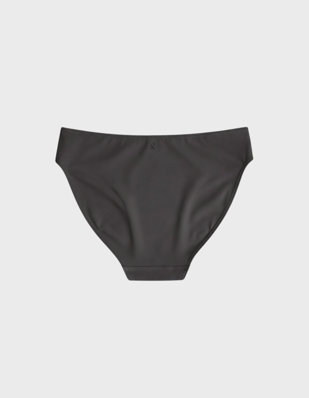 Kiseau cheeky bikini underwear in charcoal — sustainable women's underwear made from Icelandic seaweed-infused organic cotton, flat lay back view