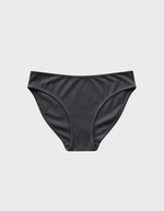 Kiseau cheeky bikini underwear in charcoal — sustainable women's underwear made from Icelandic seaweed-infused organic cotton, flat lay front view