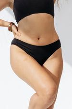 Kiseau Charcoal Cheeky Bikini front view — seaweed-infused organic cotton underwear