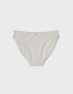 Kiseau cheeky bikini underwear in natural undyed beige — sustainable women's underwear made from Icelandic seaweed-infused organic cotton, flat lay back view