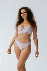 Kiseau Peony Pink Cheeky Bikini front view — toxin-free seaweed organic cotton underwear