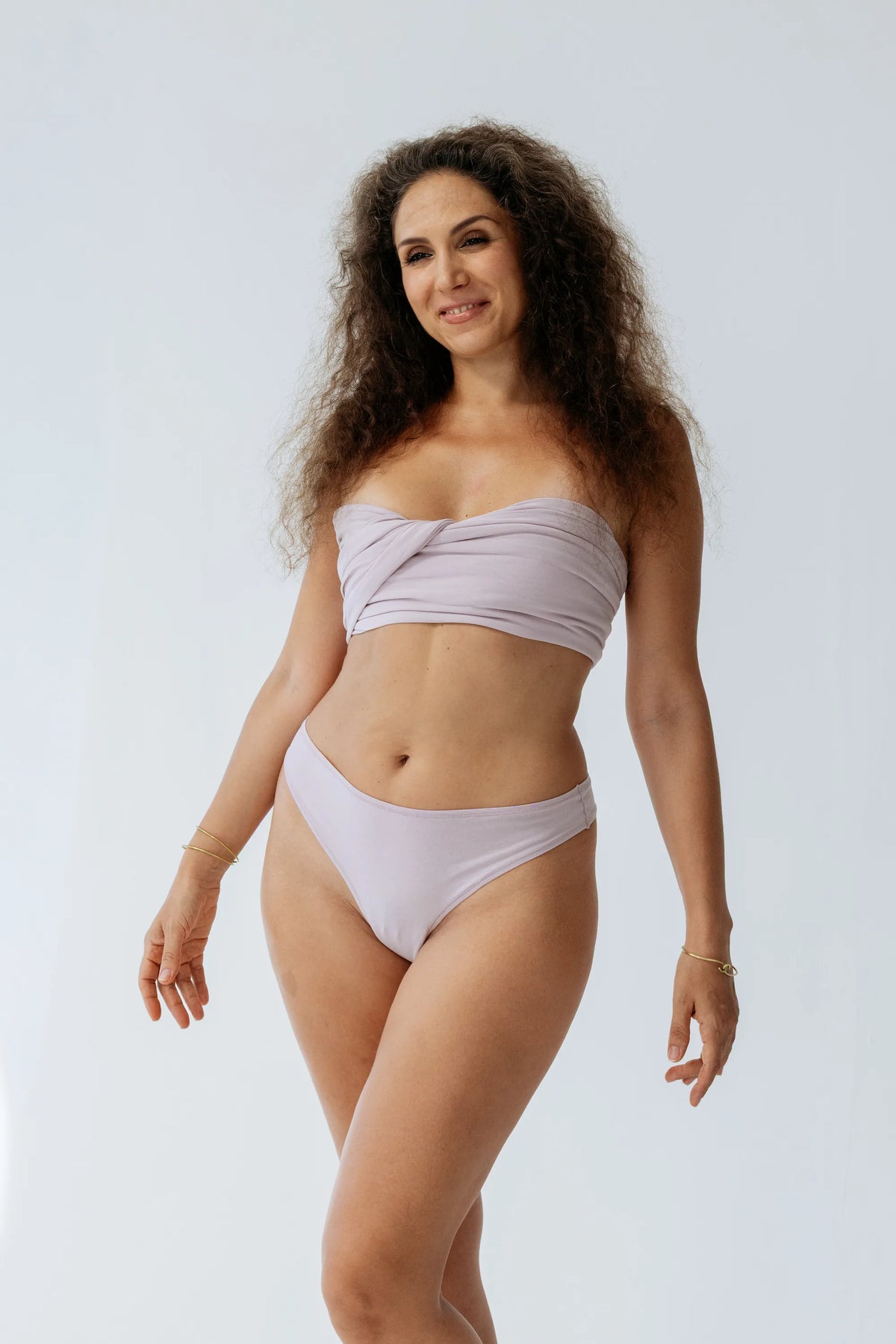 Kiseau Peony Pink Cheeky Bikini front view — toxin-free seaweed organic cotton underwear
