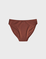 Kiseau cheeky bikini underwear in terra cotta — sustainable women's underwear made from Icelandic seaweed-infused organic cotton, flat lay back view