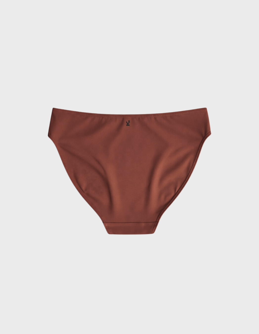 Kiseau cheeky bikini underwear in terra cotta — sustainable women's underwear made from Icelandic seaweed-infused organic cotton, flat lay back view
