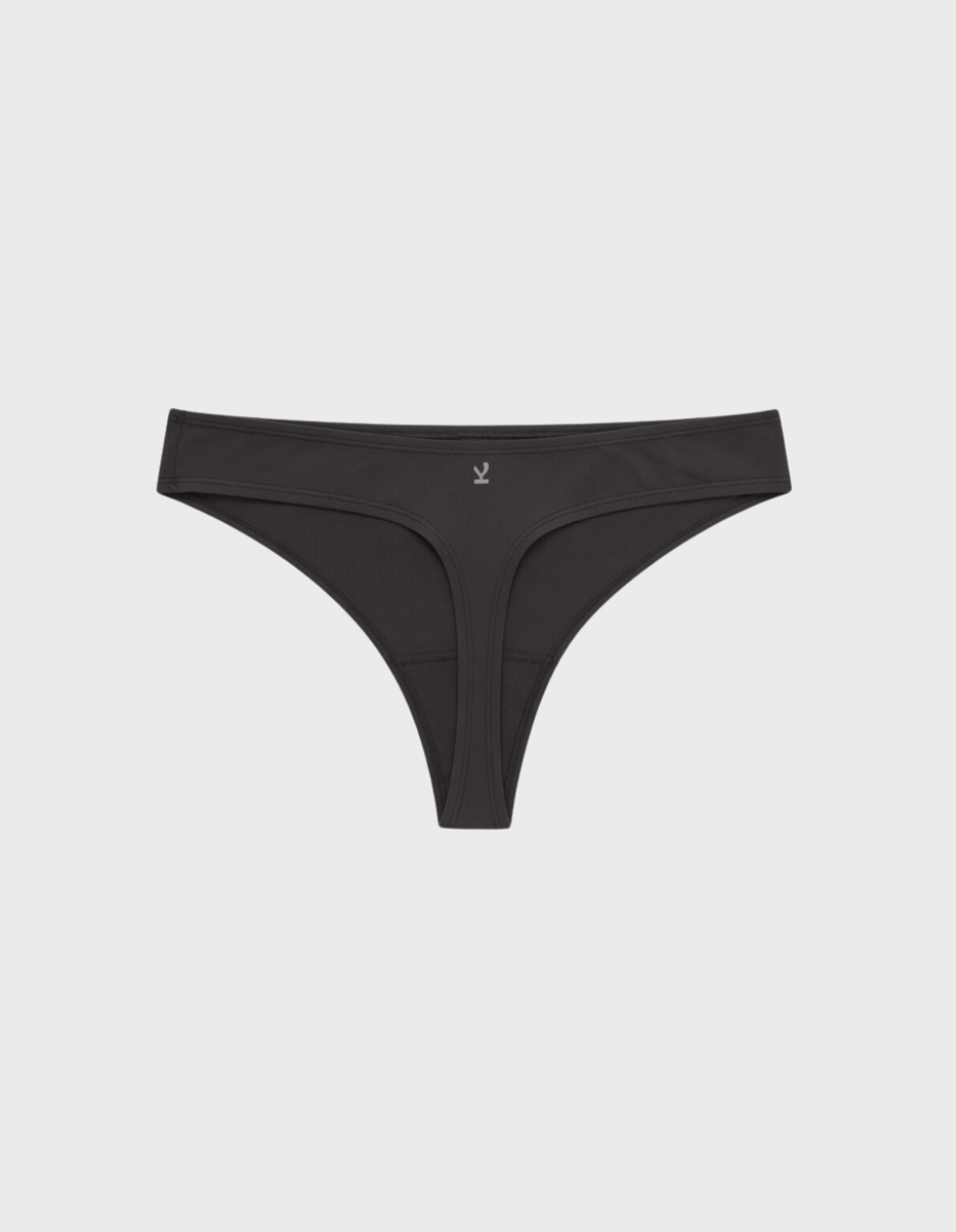 Kiseau classic thong underwear in charcoal — sustainable women's underwear made from Icelandic seaweed-infused organic cotton, flat lay back view