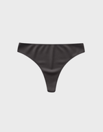 Kiseau classic thong underwear in charcoal — sustainable women's underwear made from Icelandic seaweed-infused organic cotton, flat lay front view