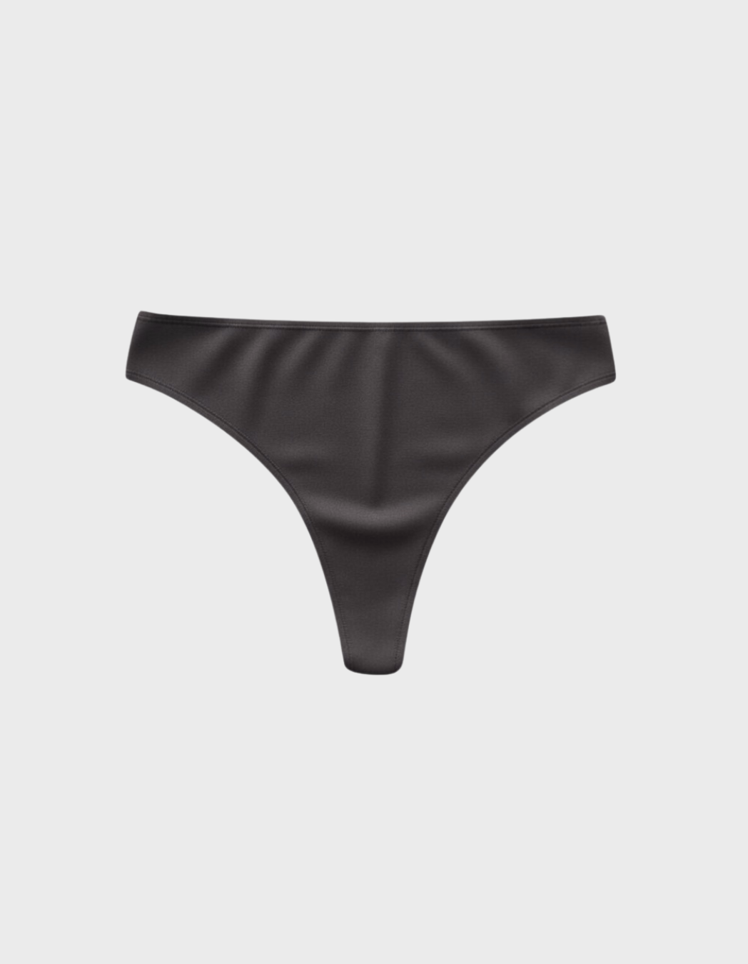 Kiseau classic thong underwear in charcoal — sustainable women's underwear made from Icelandic seaweed-infused organic cotton, flat lay front view