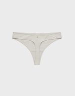 Kiseau classic thong underwear in natural undyed beige — sustainable women's underwear made from Icelandic seaweed-infused organic cotton, flat lay back view