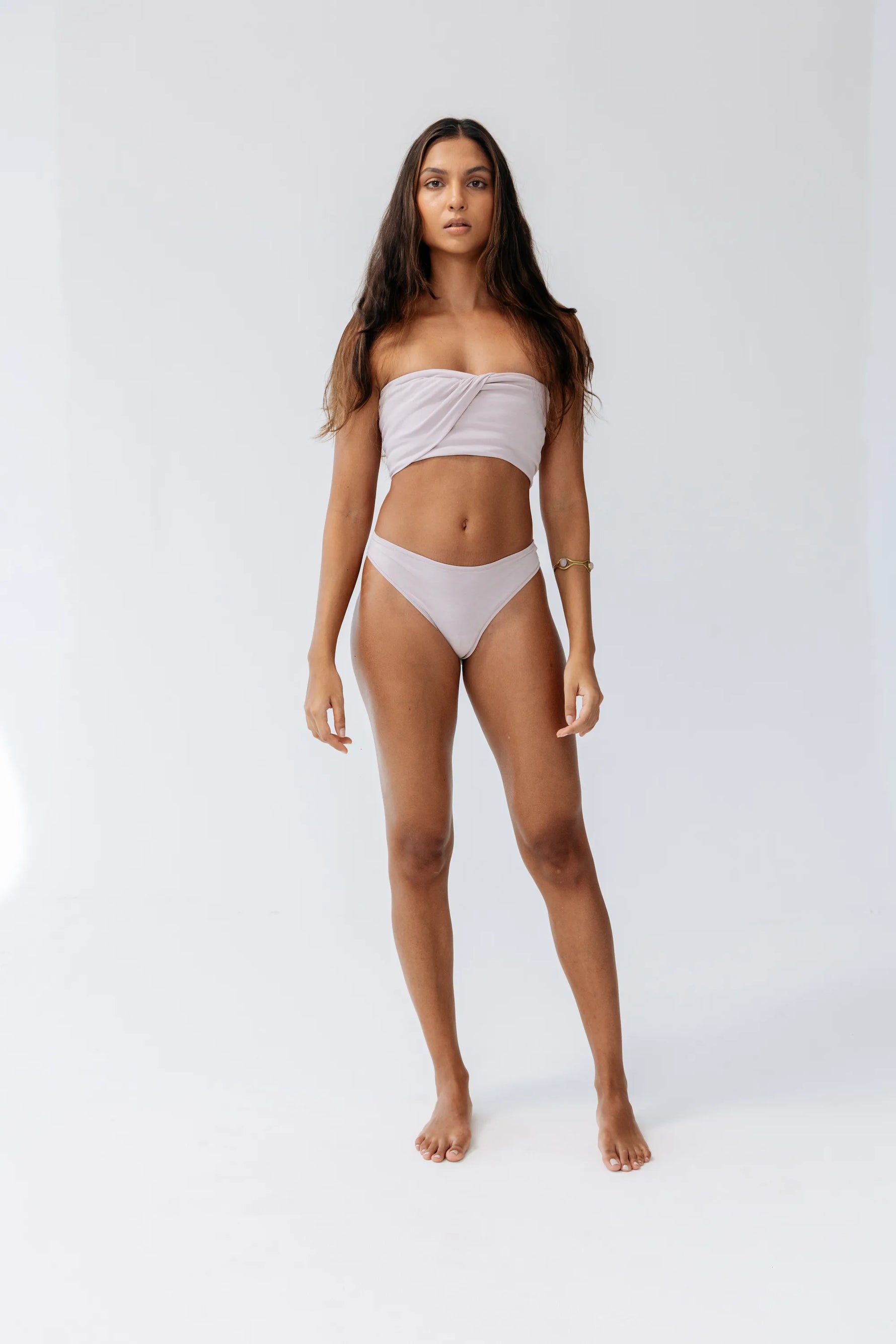 Kiseau Peony Pink Classic Thong front view — seaweed-infused organic cotton underwear