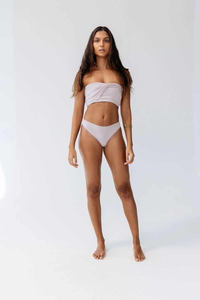 Kiseau Peony Pink Classic Thong front view — seaweed-infused organic cotton underwear