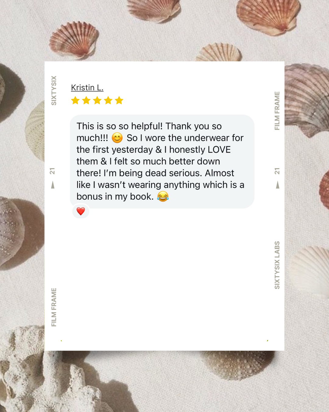 Customer review by Kristin L. sharing her experience with Kiseau organic cotton underwear, describing the undies as soft, breathable, and barely noticeable.