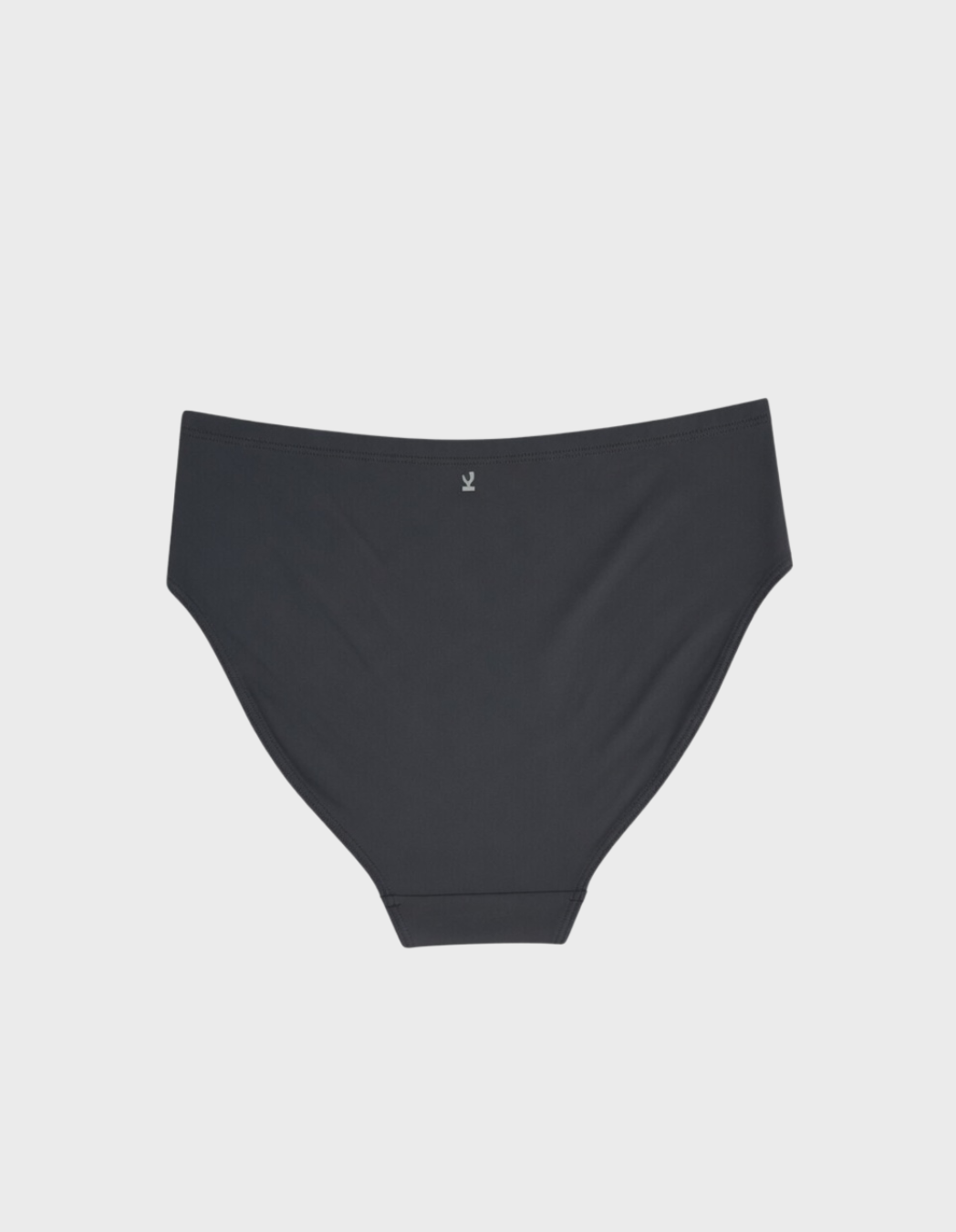 Kiseau high waist brief underwear in charcoal — sustainable women's underwear made from Icelandic seaweed-infused organic cotton, flat lay back view