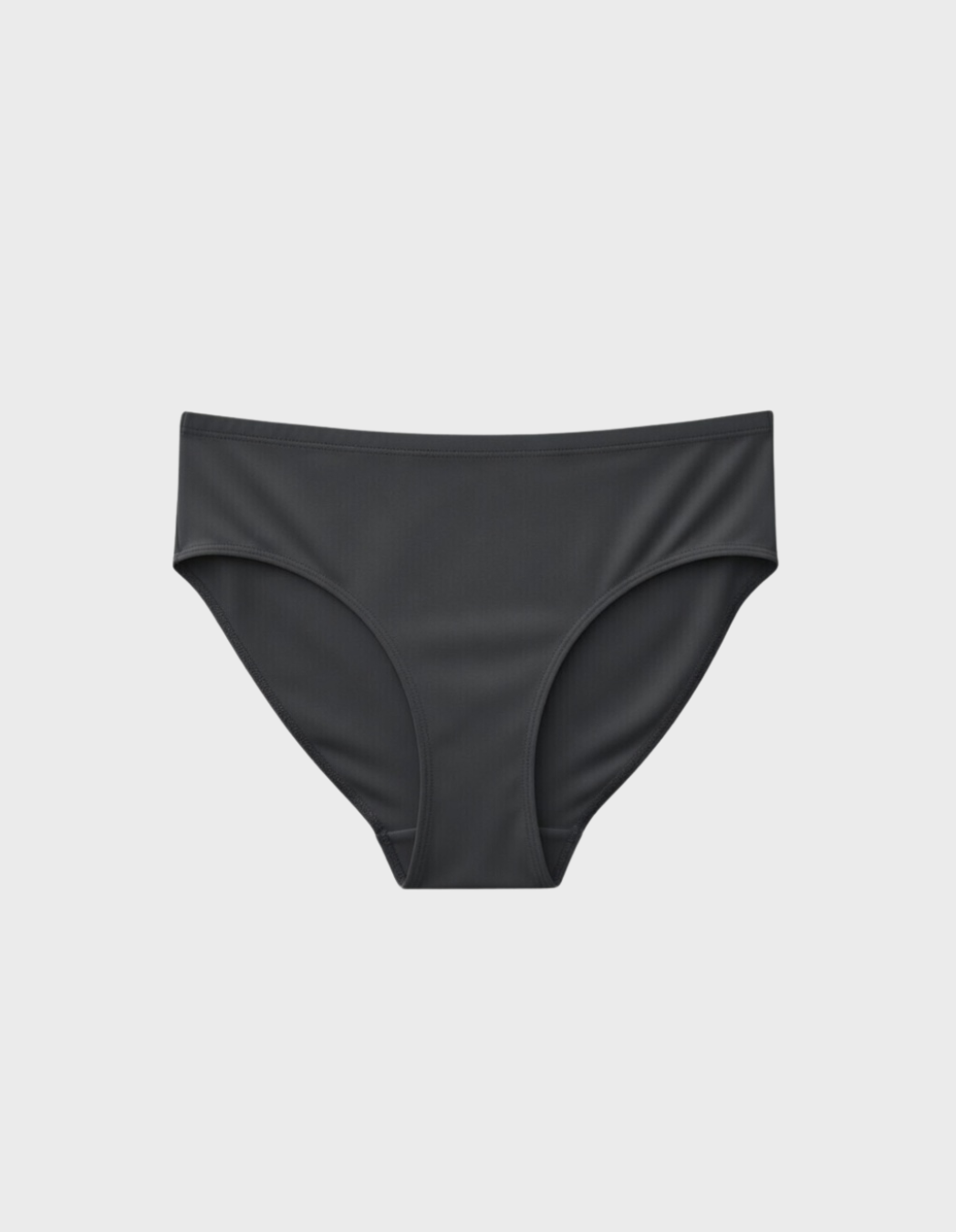 Kiseau high waist brief underwear in charcoal — sustainable women's underwear made from Icelandic seaweed-infused organic cotton, flat lay front view
