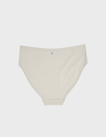 Kiseau high waist brief underwear in natural undyed beige — sustainable women's underwear made from Icelandic seaweed-infused organic cotton, flat lay back view