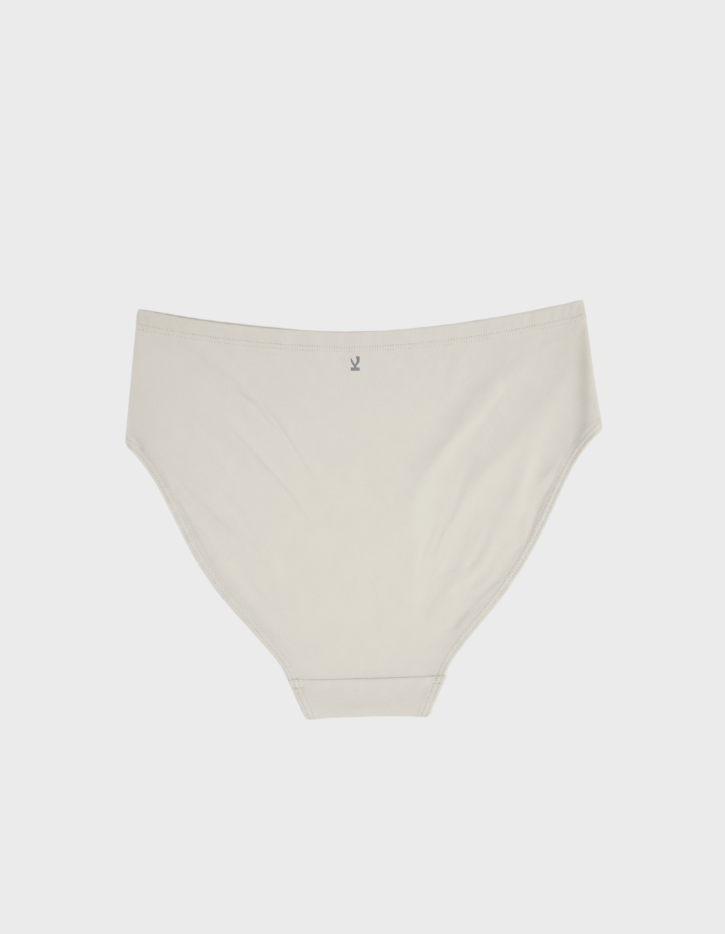 Kiseau high waist brief underwear in natural undyed beige — sustainable women's underwear made from Icelandic seaweed-infused organic cotton, flat lay back view