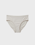 Kiseau high waist brief underwear in natural undyed beige — sustainable women's underwear made from Icelandic seaweed-infused organic cotton, flat lay front view