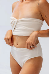 Kiseau Natural Undyed High Waist Brief front detail showing high waist panel — seaweed-infused organic cotton underwear