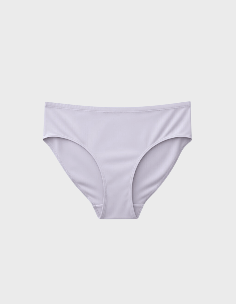 Kiseau high waist brief underwear in peony pink — sustainable women's underwear made from Icelandic seaweed-infused organic cotton, flat lay front view