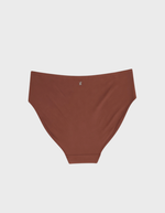 Kiseau high waist brief underwear in terra cotta — sustainable women's underwear made from Icelandic seaweed-infused organic cotton, flat lay back view