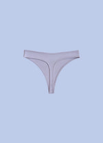 Kiseau organic cotton thong underwear for women, eco-friendly breathable fabric, back view flat lay.