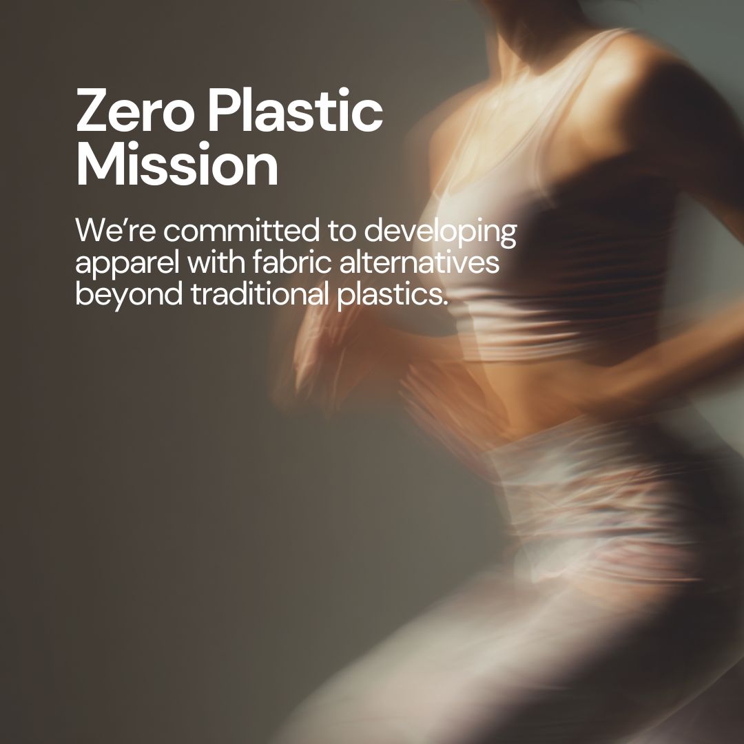 Abstract motion image of a woman wearing natural fiber apparel, representing Kiseau’s zero-plastic mission and commitment to fabric alternatives beyond synthetic materials.