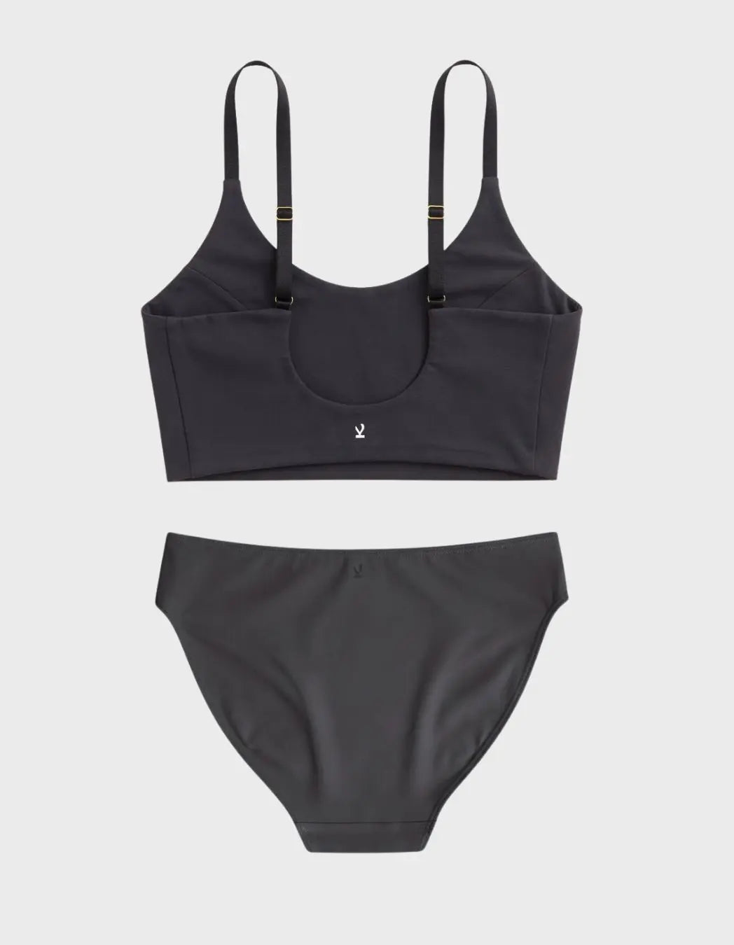 Kiseau Charcoal Everyday Bralette and Cheeky Bikini, back view