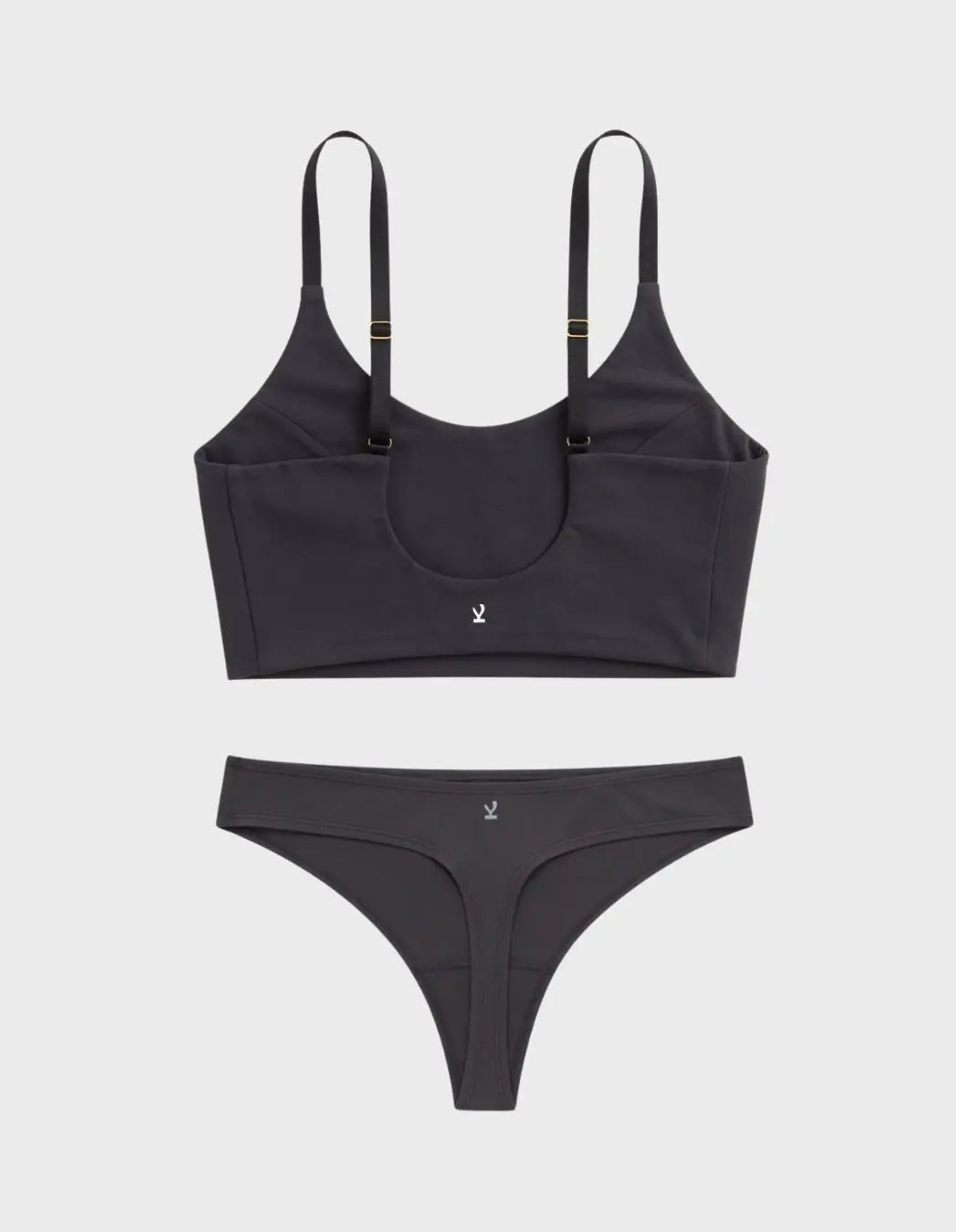 Kiseau Charcoal Everyday Bralette and Classic Thong, back view