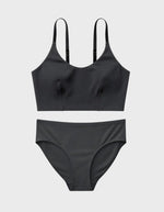 Kiseau Charcoal Everyday Bralette and High Waist Brief, front view, seaweed organic cotton