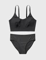 Kiseau Charcoal Everyday Bralette and High Waist Brief, front view, seaweed organic cotton