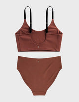 Kiseau Terra Cotta Everyday Bralette and High Waist Brief, back view
