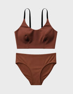 Kiseau Terra Cotta Everyday Bralette and High Waist Brief, front view, seaweed organic cotton
