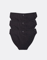 Three Kiseau Cheeky Bikinis in Charcoal, back view, organic cotton