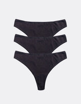 Three Kiseau Classic Thongs in Charcoal, front view, organic cotton
