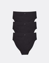 Three Kiseau High Waist Briefs in Charcoal, back view, organic cotton