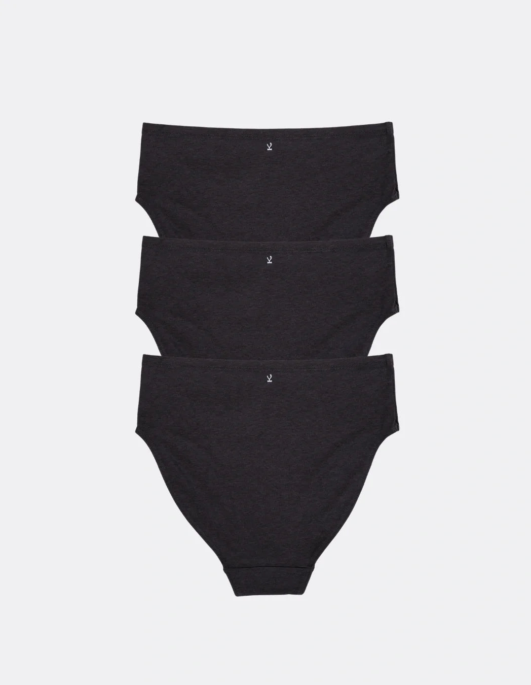 Three Kiseau High Waist Briefs in Charcoal, back view, organic cotton