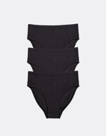 Three Kiseau High Waist Briefs in Charcoal, front view, organic cotton