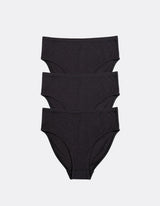 Three Kiseau High Waist Briefs in Charcoal, front view, organic cotton